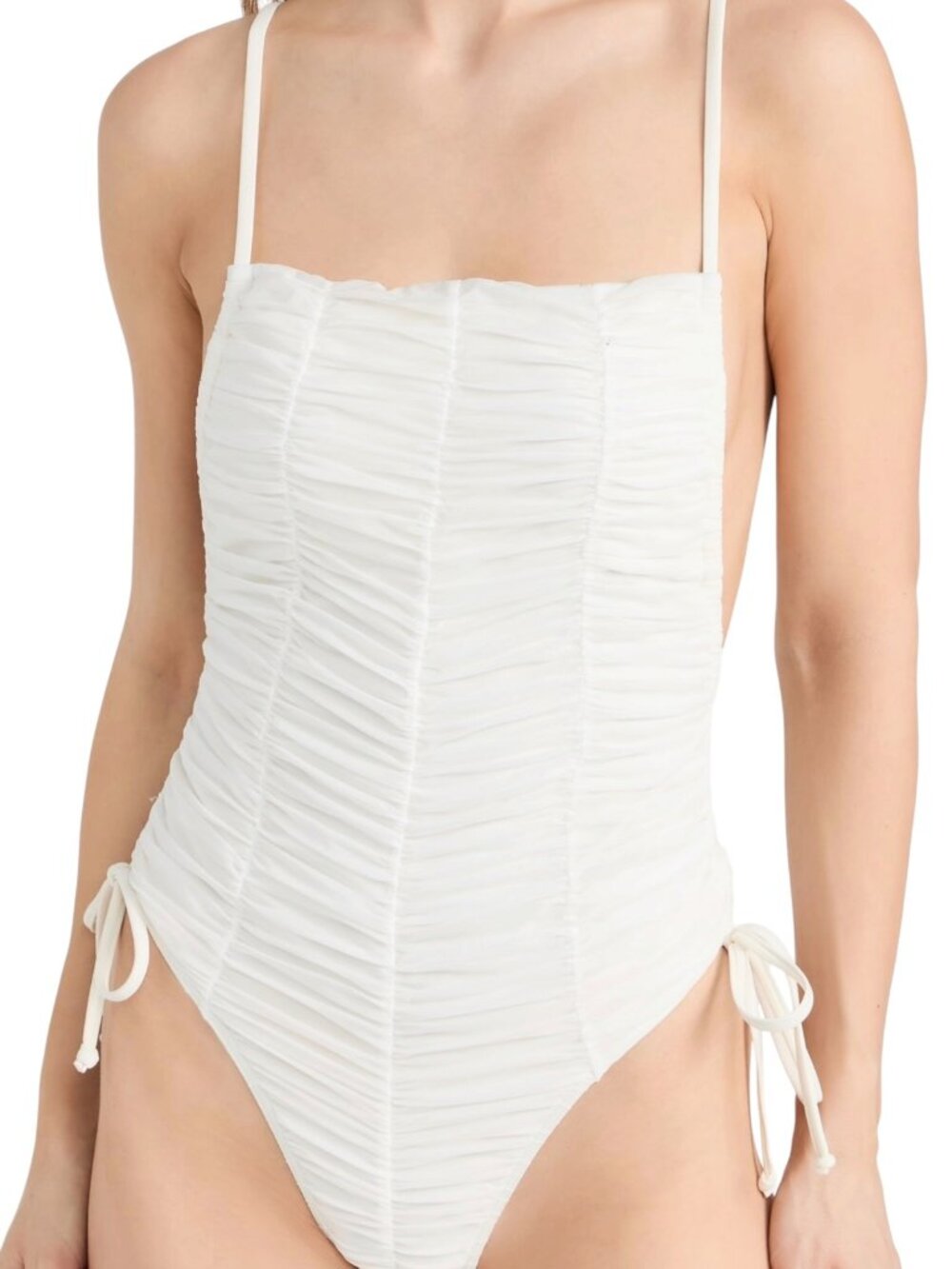 Andrea Iyamah Reco One Piece Swimsuit White Ruched NWT Large